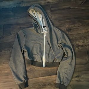 SHEIN cropped zip-up hoodie with strings